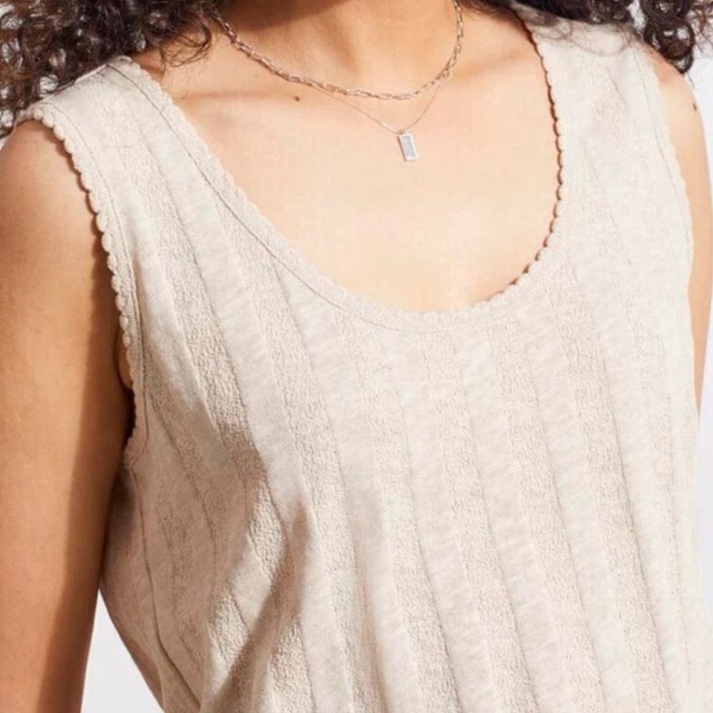 Tribal Women's Greige Textured Tank Top